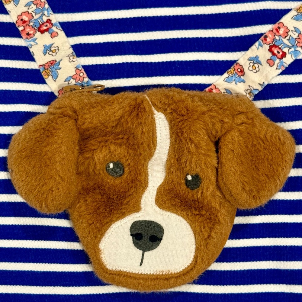 Mini Boden Pocket Applique Shirt Girls 6-7 Y Dog Purse Stripes Long Sleeves Tee - Picture 4 of 6